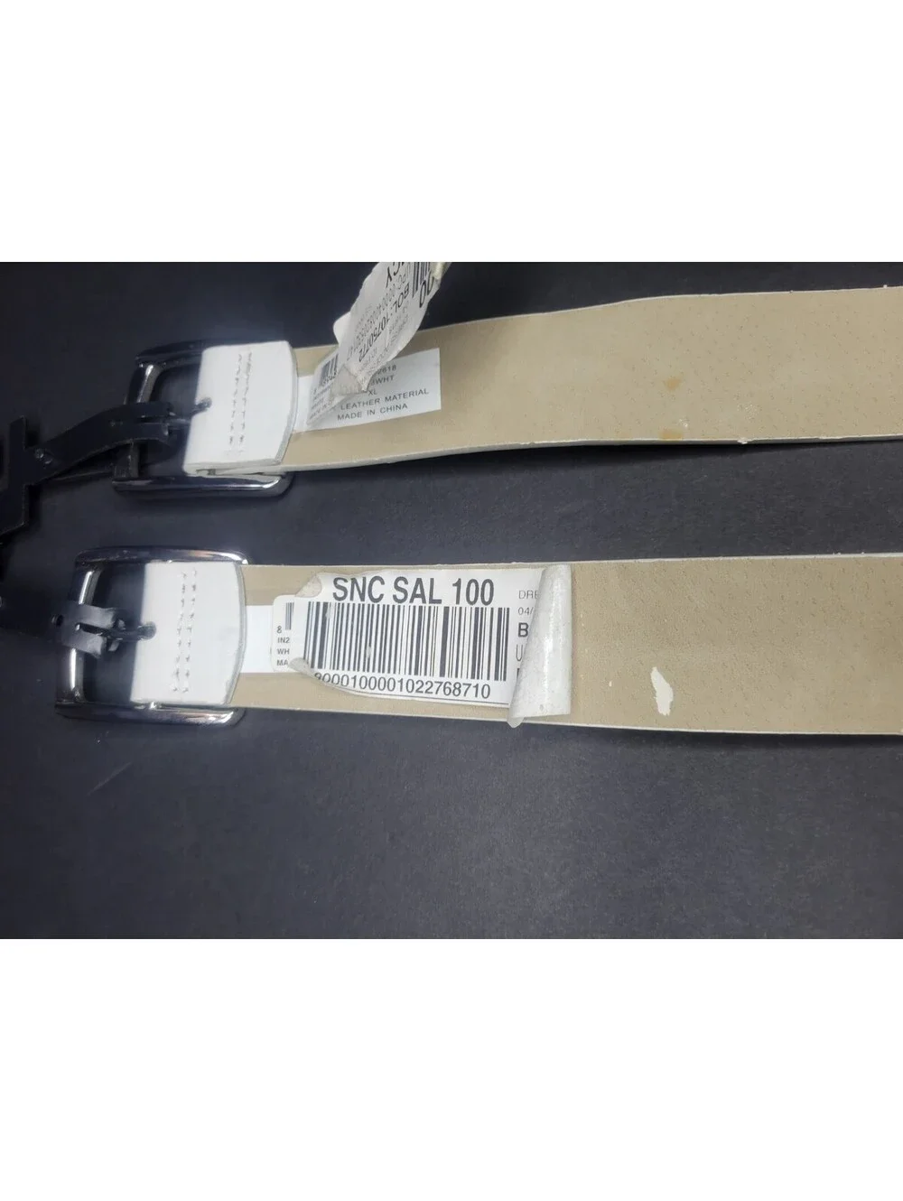 2Pc INC International Concepts Womens Faux Leather Solid White Casual Belt XL